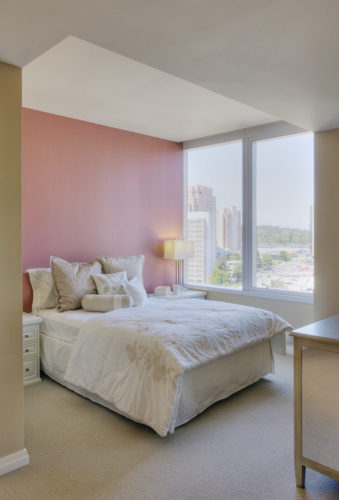 Luxury bedroom in highrise apartment